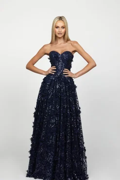 CULT MIA ADELA SWEETHEART PETAL BALL GOWN