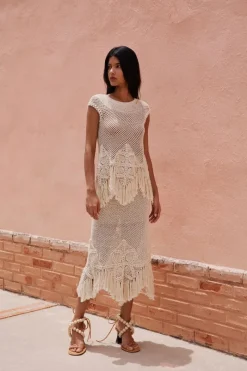 CULT MIA AGNES HAND-WOVEN MIDI SKIRT