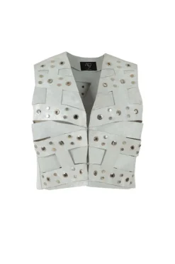 CULT MIA AIDEN STUDDED LEATHER VEST