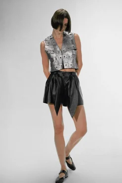 CULT MIA AIDEN STUDDED LEATHER VEST