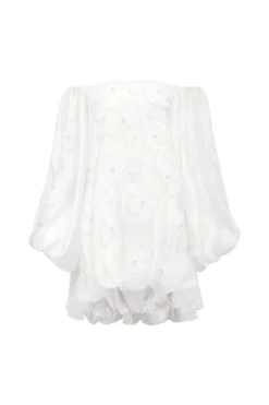 CULT MIA AIMEE SHINY SILK 3D FLORAL MINI DRESS