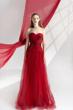 CULT MIA ALENA A-LINE SWEETHEART NECK MESH GOWN
