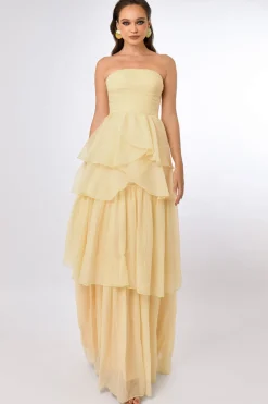 CULT MIA ALLISON TIERED CROSSOVER GOWN