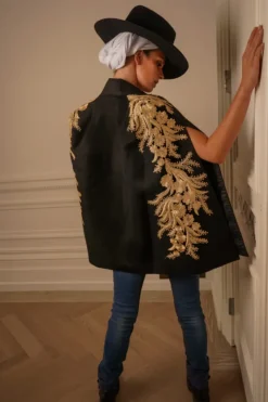 CULT MIA ALYA TUXEDO CAPE WITH DETAILING