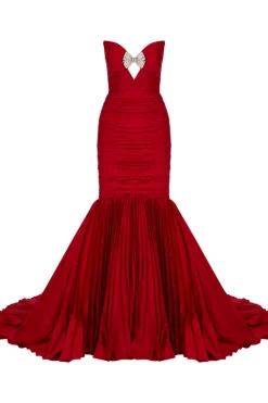 CULT MIA ALYCE METALLIC BOW GOWN