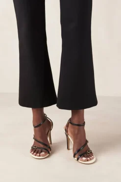CULT MIA ALYSSA BICOLOR BLACK CREAM LEATHER SANDALS