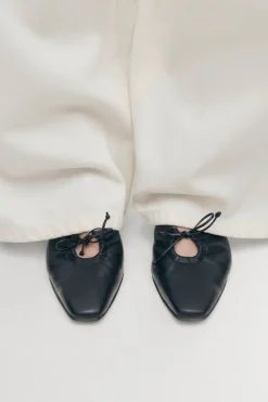 CULT MIA AMAR LEATHER MULES IN BLACK