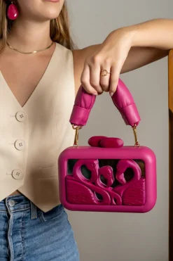 CULT MIA ANIMALIS FLAMINGO MIRROR CLUTCH