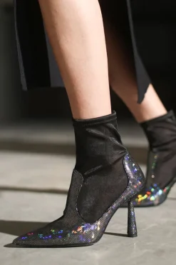 CULT MIA ANNA BLACK DISCO HEELED BOOTS