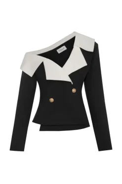 CULT MIA ARIA OFF-SHOULDER ASYMMETRIC BLAZER