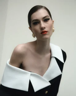 CULT MIA ARIA OFF-SHOULDER ASYMMETRIC BLAZER