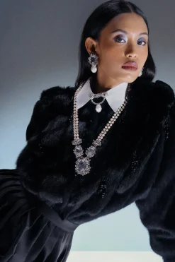 CULT MIA ARIA PEARL AND CRYSTAL EARRINGS