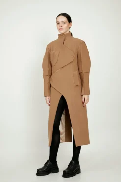 CULT MIA ASYMMETRIC WOOL-BLEND COAT