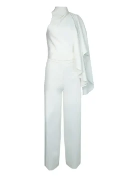 CULT MIA ASYMMETRICAL ONE-SHOULDER DRAPED BRIDAL TWO-PIECE SET