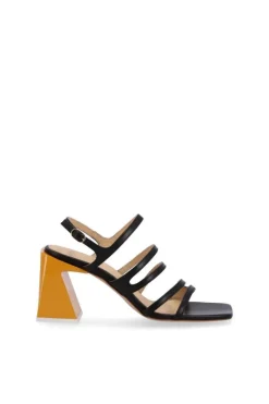 CULT MIA AUBREY BLACK LEATHER SANDALS