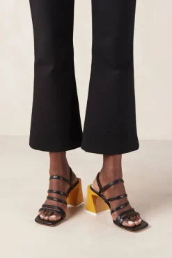 CULT MIA AUBREY BLACK LEATHER SANDALS