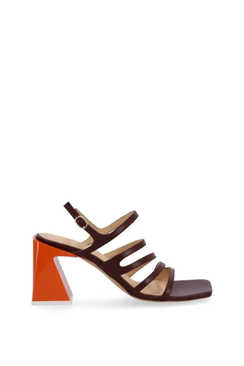 CULT MIA AUBREY BROWN LEATHER SANDALS