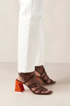 CULT MIA AUBREY BROWN LEATHER SANDALS