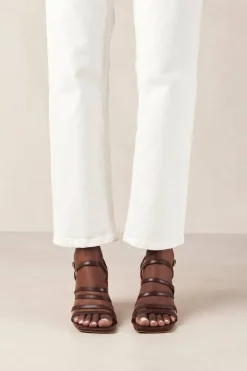 CULT MIA AUBREY BROWN LEATHER SANDALS