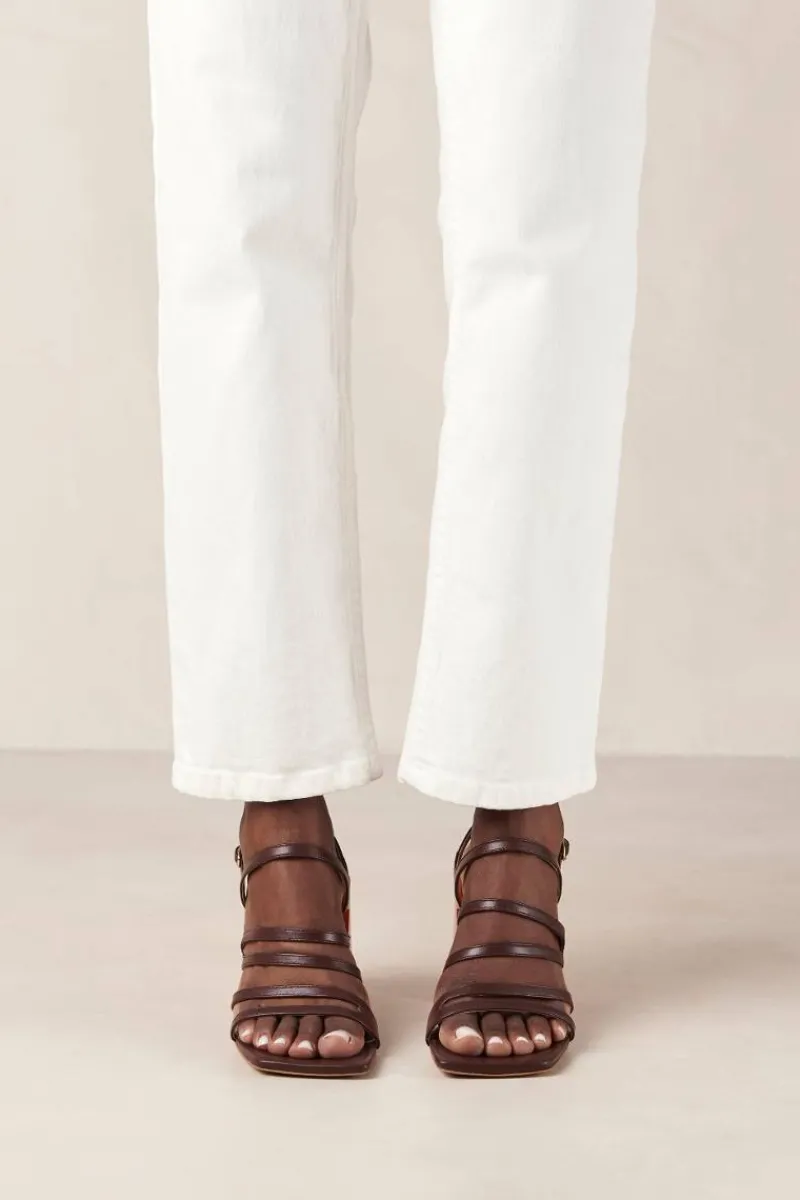CULT MIA AUBREY BROWN LEATHER SANDALS
