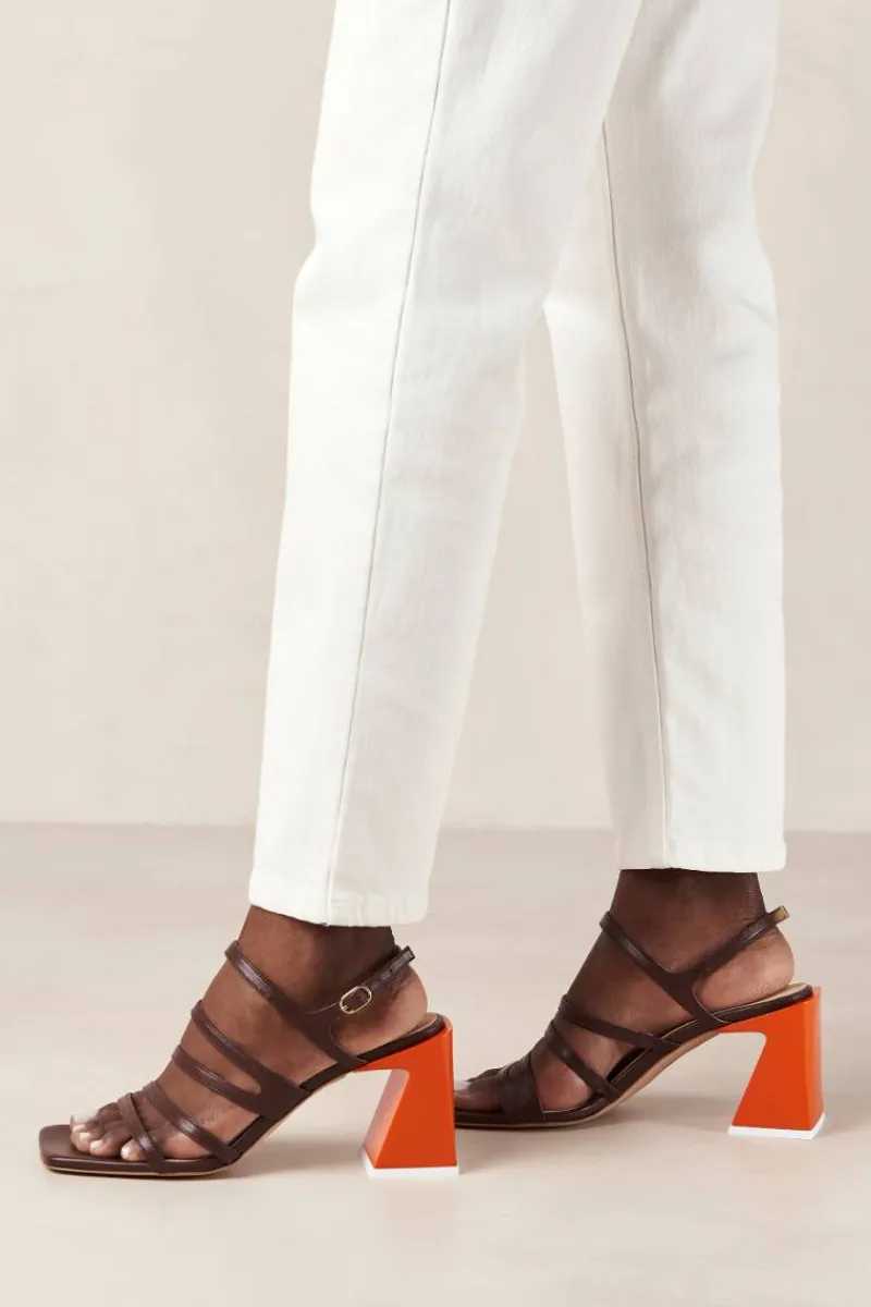 CULT MIA AUBREY BROWN LEATHER SANDALS