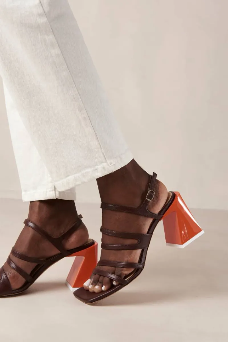 CULT MIA AUBREY BROWN LEATHER SANDALS