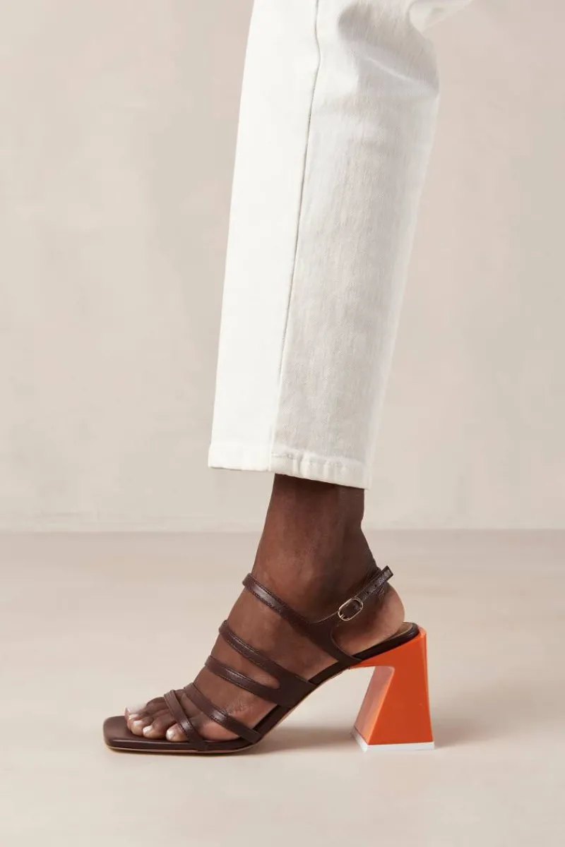 CULT MIA AUBREY BROWN LEATHER SANDALS
