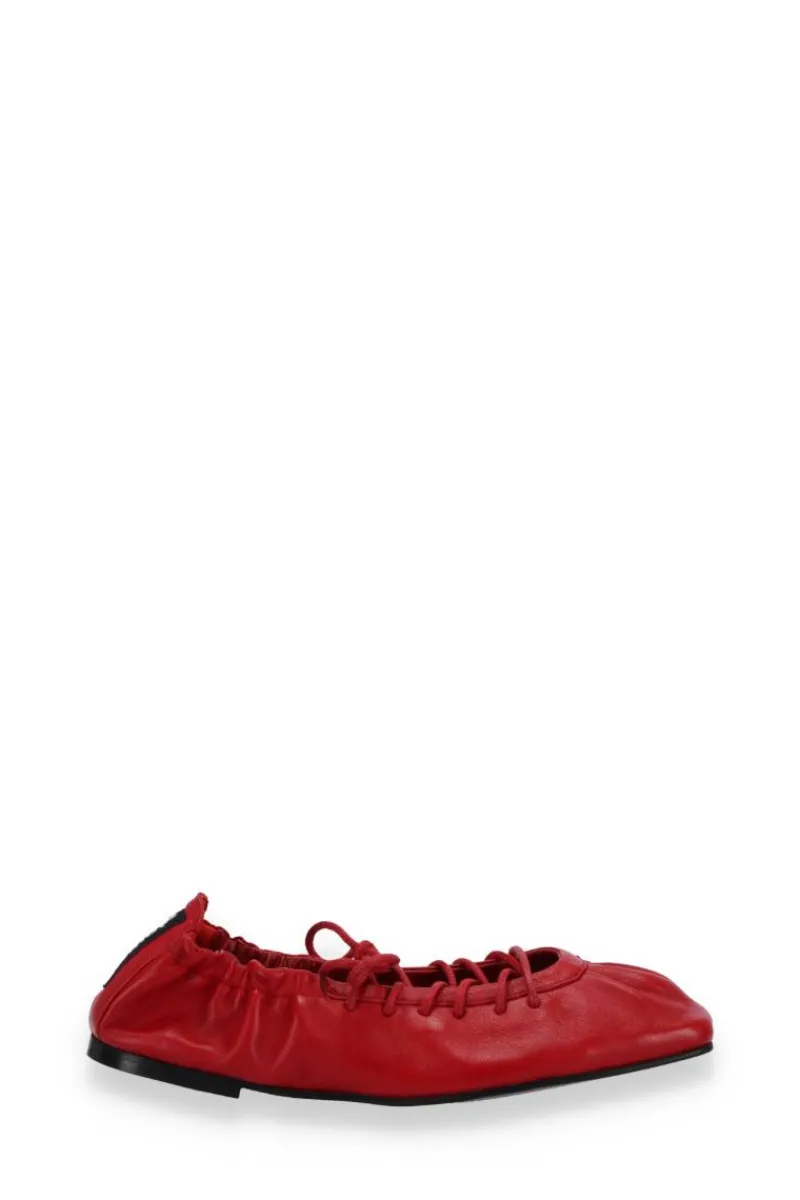 CULT MIA AURELINE LEATHER BALLET FLATS IN RED