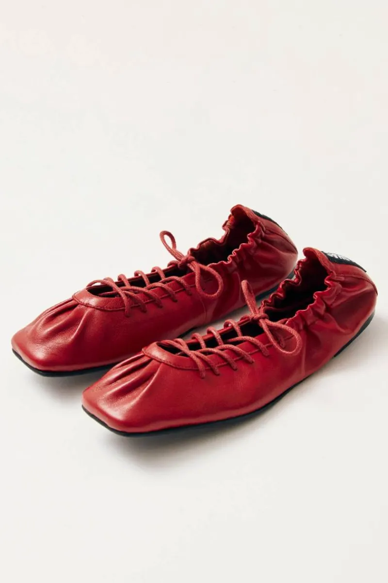 CULT MIA AURELINE LEATHER BALLET FLATS IN RED