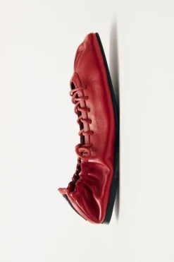 CULT MIA AURELINE LEATHER BALLET FLATS IN RED