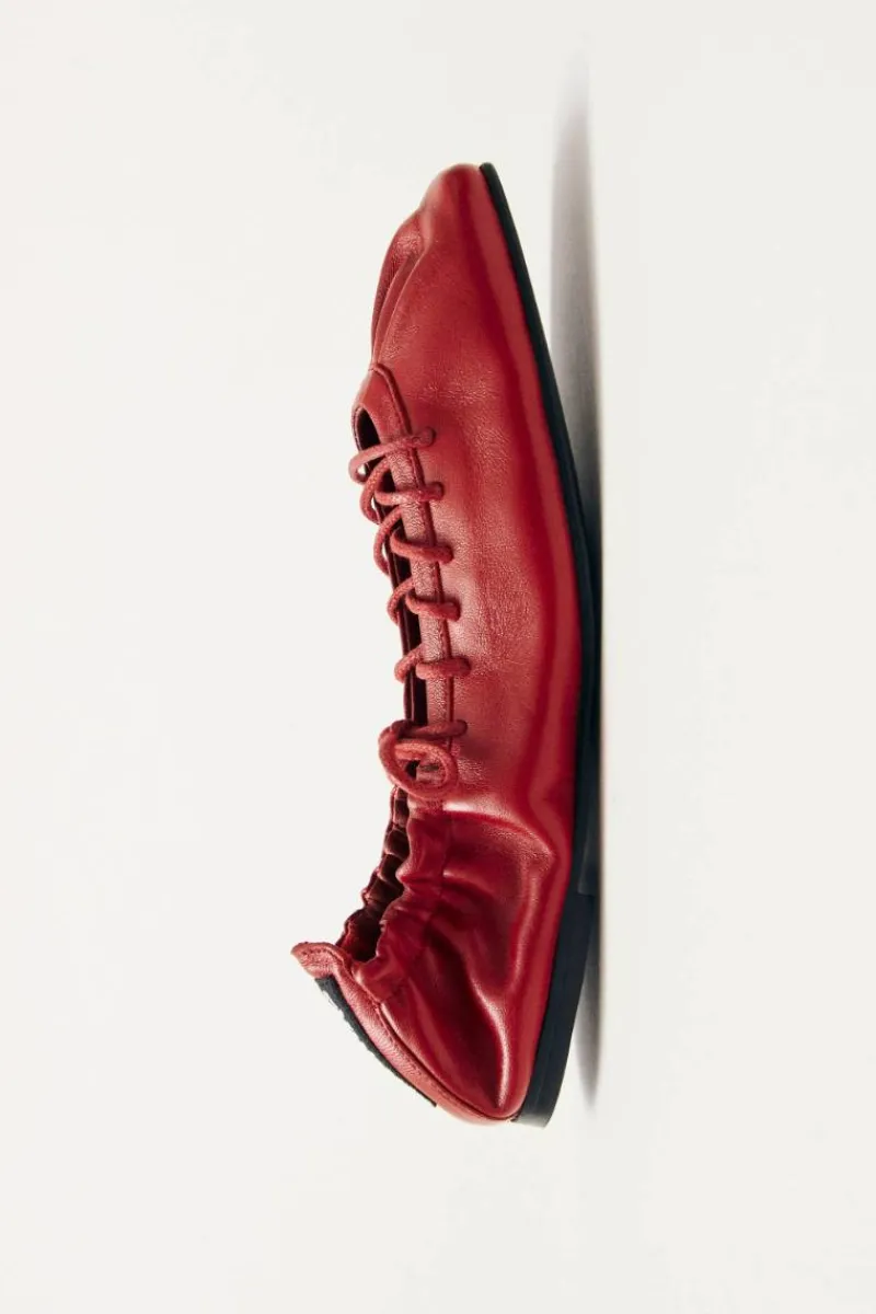 CULT MIA AURELINE LEATHER BALLET FLATS IN RED