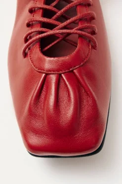 CULT MIA AURELINE LEATHER BALLET FLATS IN RED