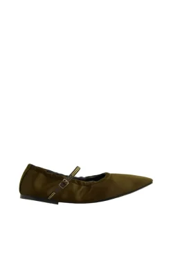 CULT MIA AURORA GOLD CRYSTAL MILITARY SATIN BALLERINA FLATS