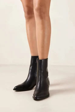 CULT MIA AUSTIN BLACK LEATHER ANKLE BOOTS