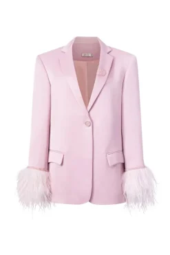 CULT MIA BABY KIERA TAFFETA FEATHER BLAZER