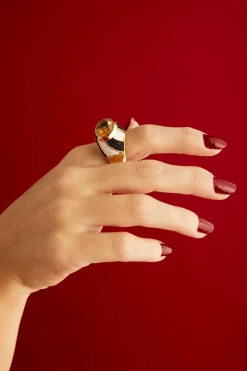 CULT MIA BLACK AND WHITE LOLLY RING