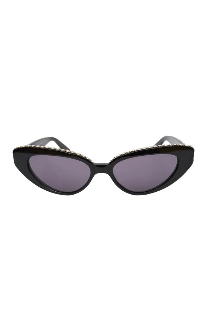 CULT MIA BLACK RHINESTONE DAMBA CATEYE SUNGLASSES