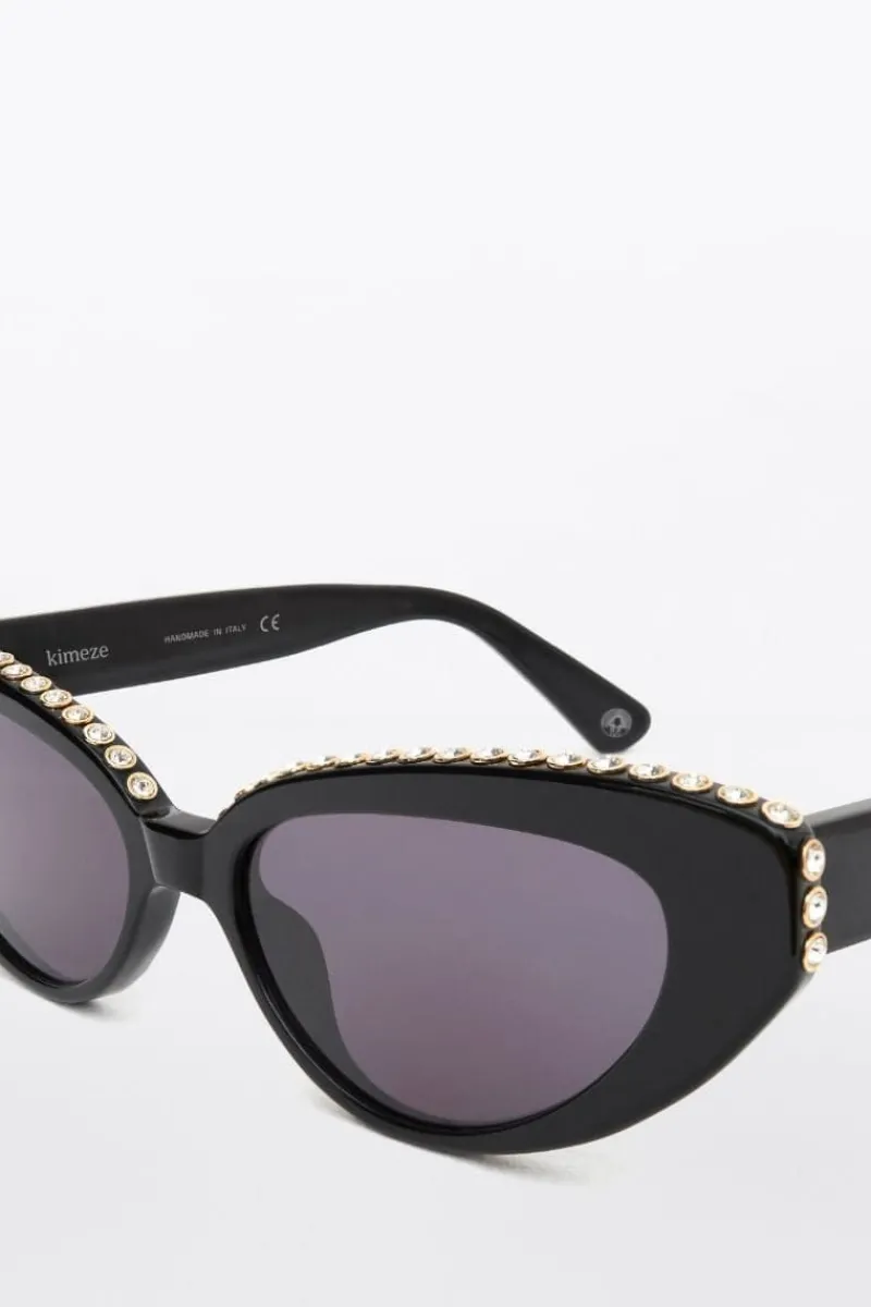 CULT MIA BLACK RHINESTONE DAMBA CATEYE SUNGLASSES