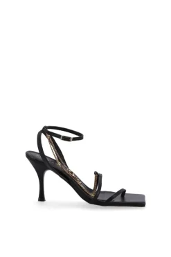 CULT MIA BLACK STRAPS CHAIN SANDALS