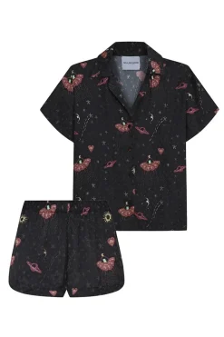 CULT MIA BLACK UFO SILK SHORT SET
