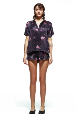 CULT MIA BLACK UFO SILK SHORT SET