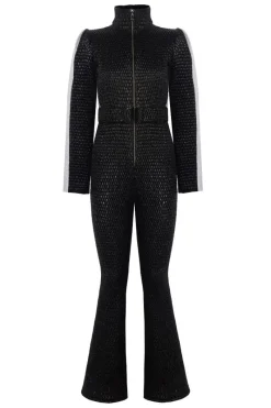 CULT MIA BLACK WITH WHITE STRIPE ONE-PIECE SKI SUIT