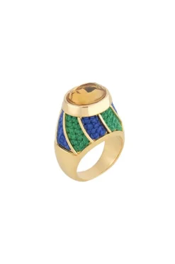 CULT MIA BLUE AND GREEN LOLLY RING