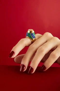 CULT MIA BLUE AND GREEN LOLLY RING