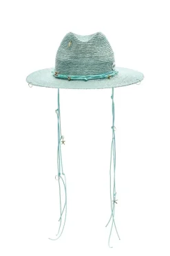 CULT MIA FEDORA WITH SHELLS AND 24K GOLD-PLATED ACCESSORIES