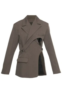 CULT MIA CHARCOAL DOUBLE BREASTED TAILORED SUIT JACKET