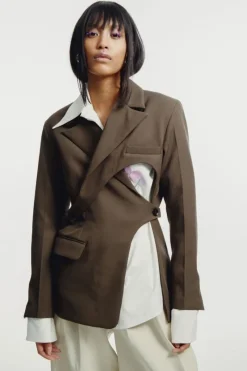CULT MIA CHARCOAL DOUBLE BREASTED TAILORED SUIT JACKET