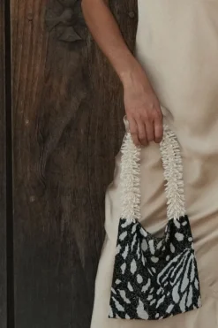 CULT MIA CLASH OF PRINTS IN BUTTERFLY BLACK CREAM AND WHITE