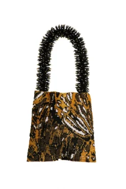 CULT MIA CLASH OF PRINTS IN BUTTERFLY GOLD, BLACK AND WHITE