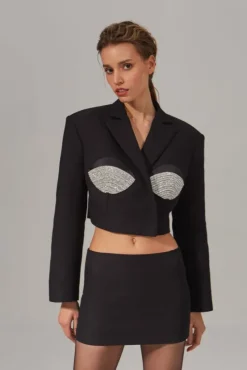 CULT MIA CROPPED TAILORED BLAZER